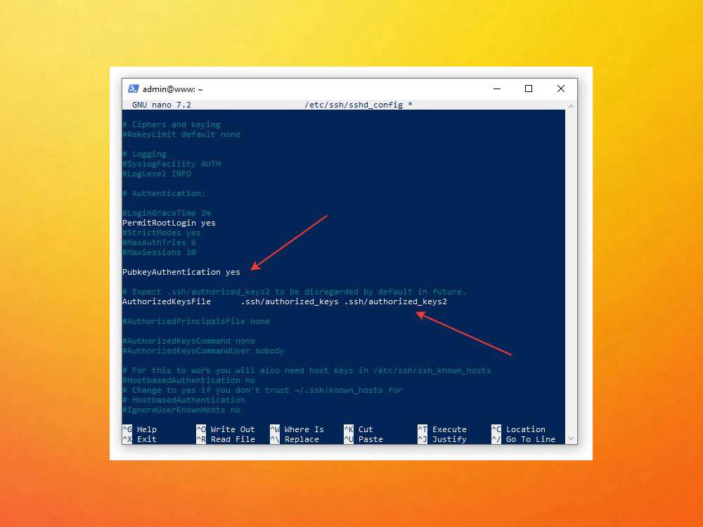 Отключение входа по паролю и включение только ключей в sshd_config Отключение входа по паролю и включение только ключей в sshd_config