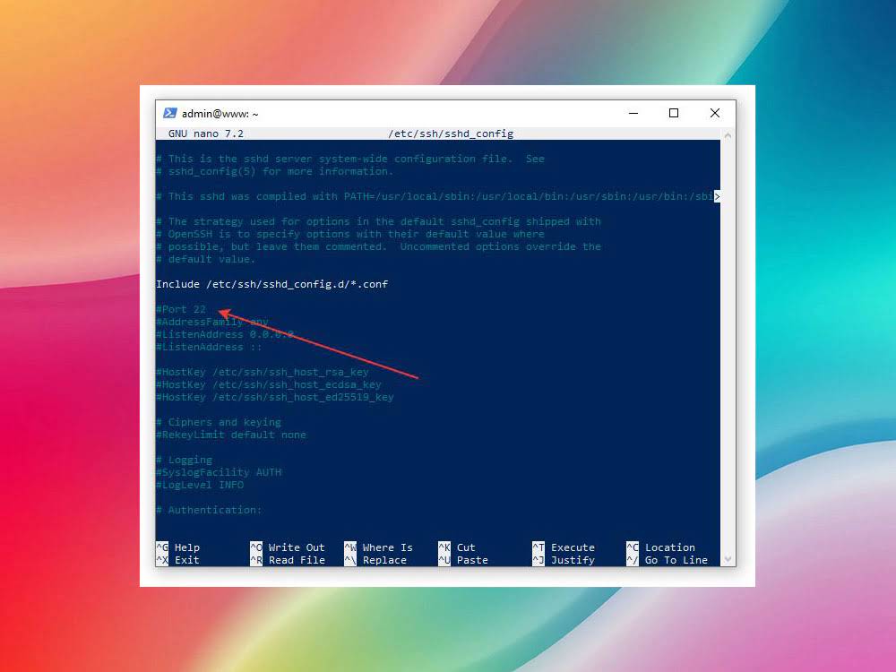 Изменение порта в sshd_config Изменение порта в sshd_config