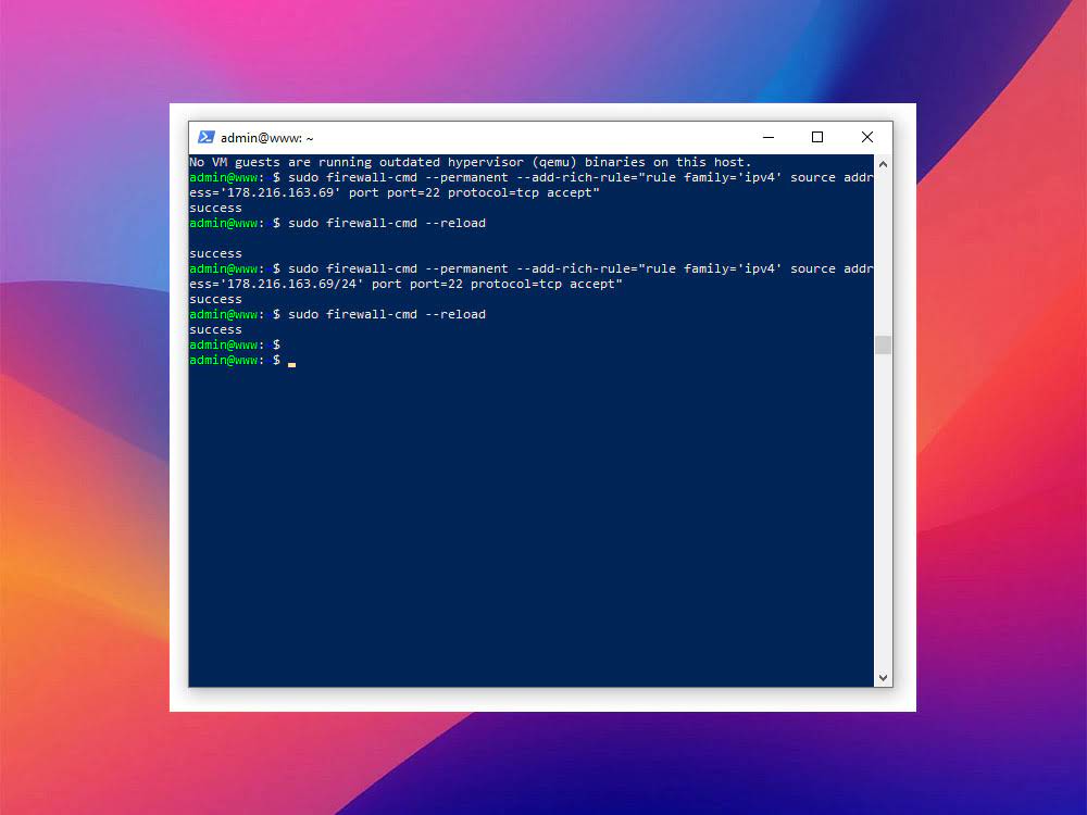 Пример ограничения доступа по IP через firewalld