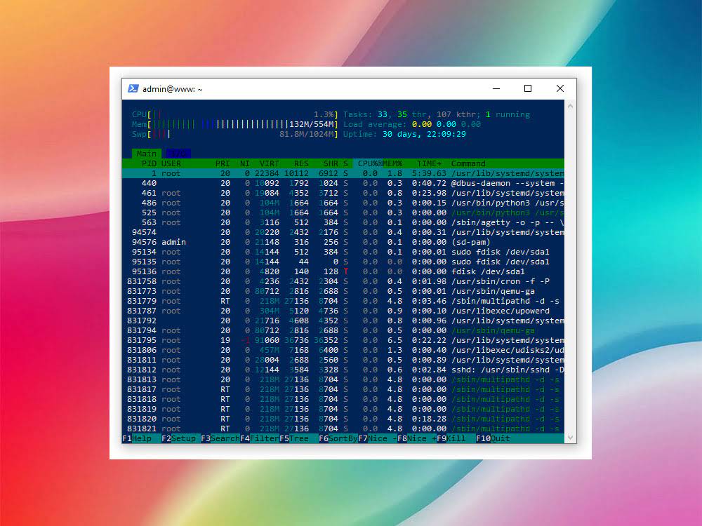 Мониторинг процессов в htop Мониторинг процессов в htop
