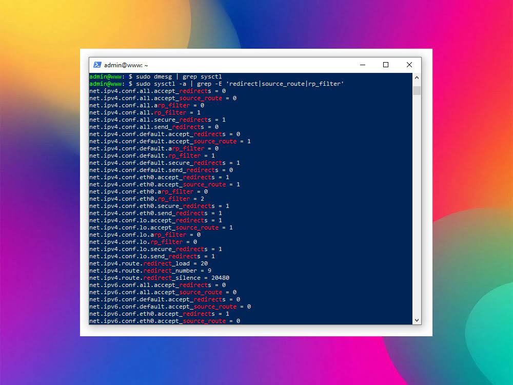 Применение изменений sysctl и проверка настроек