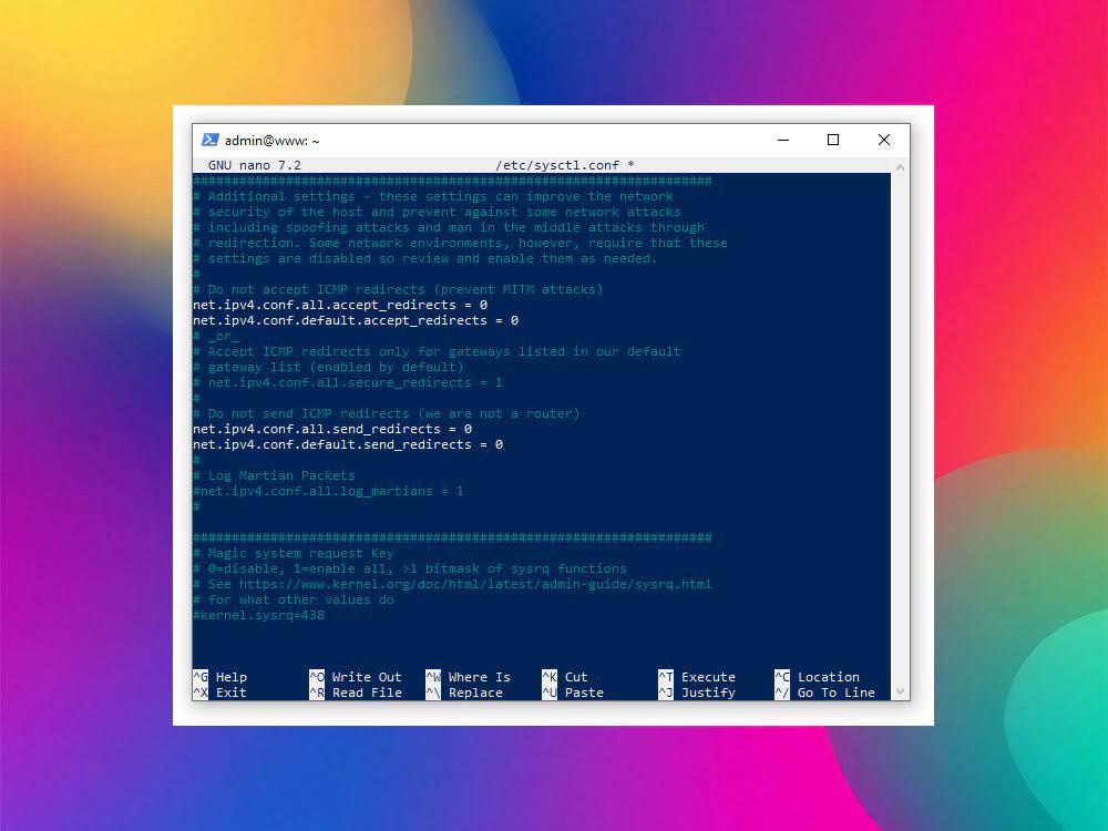 Безопасные параметры sysctl.conf для Linux