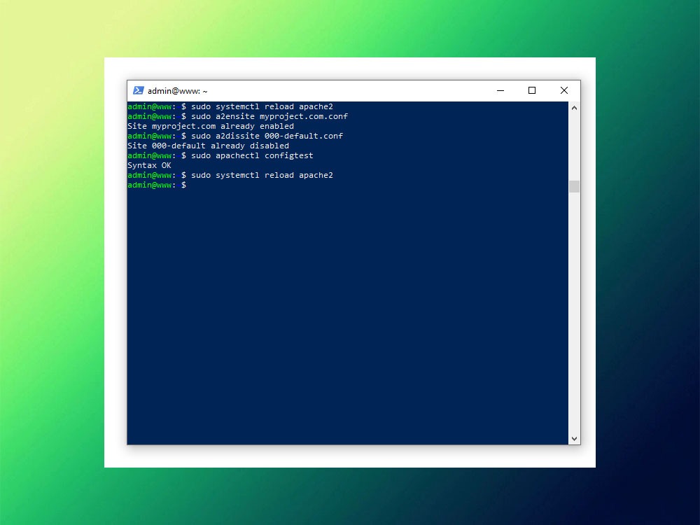 Включение сайта Apache