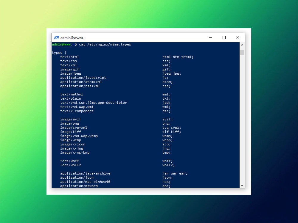 Настройка MIME типов Nginx