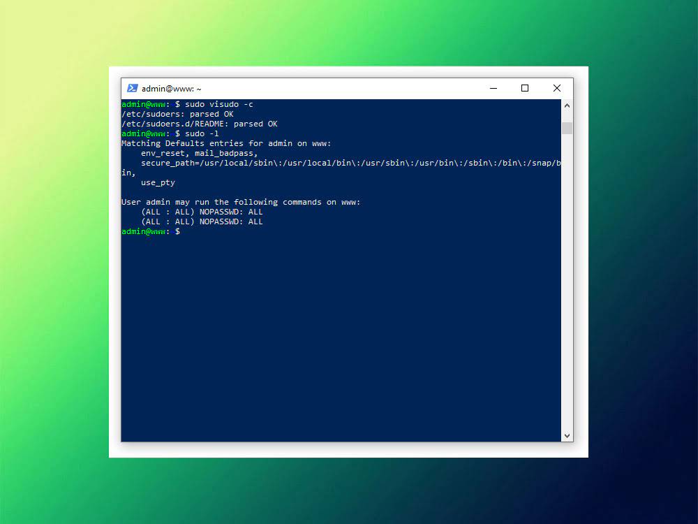 Проверка конфигурации sudoers