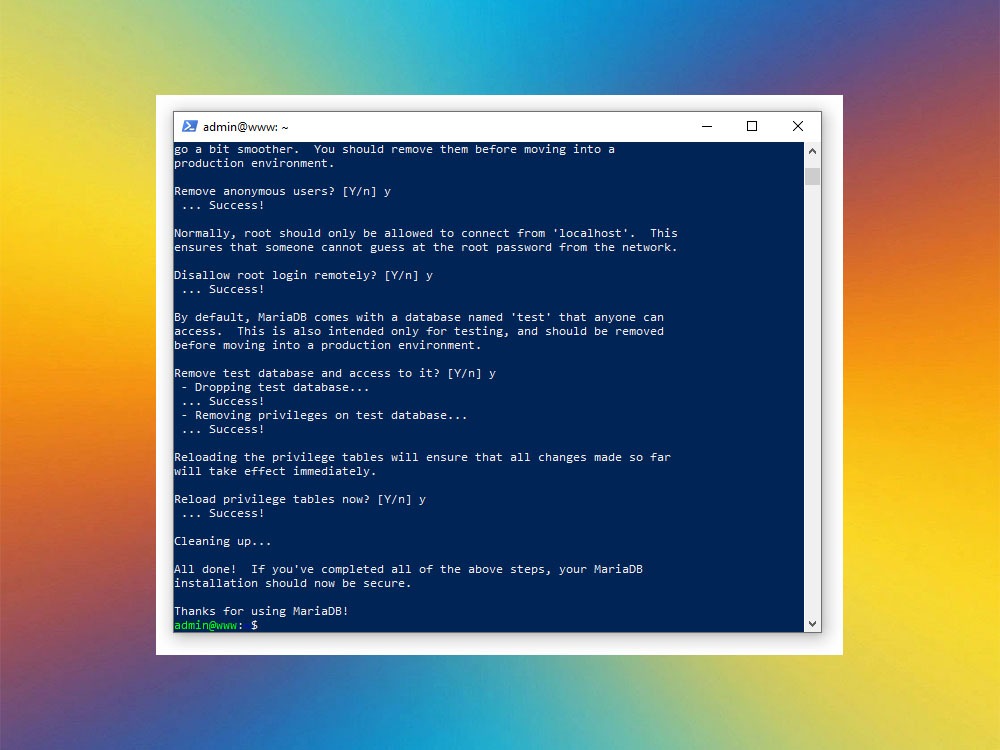 Настройка mysql_secure_installation для MariaDB