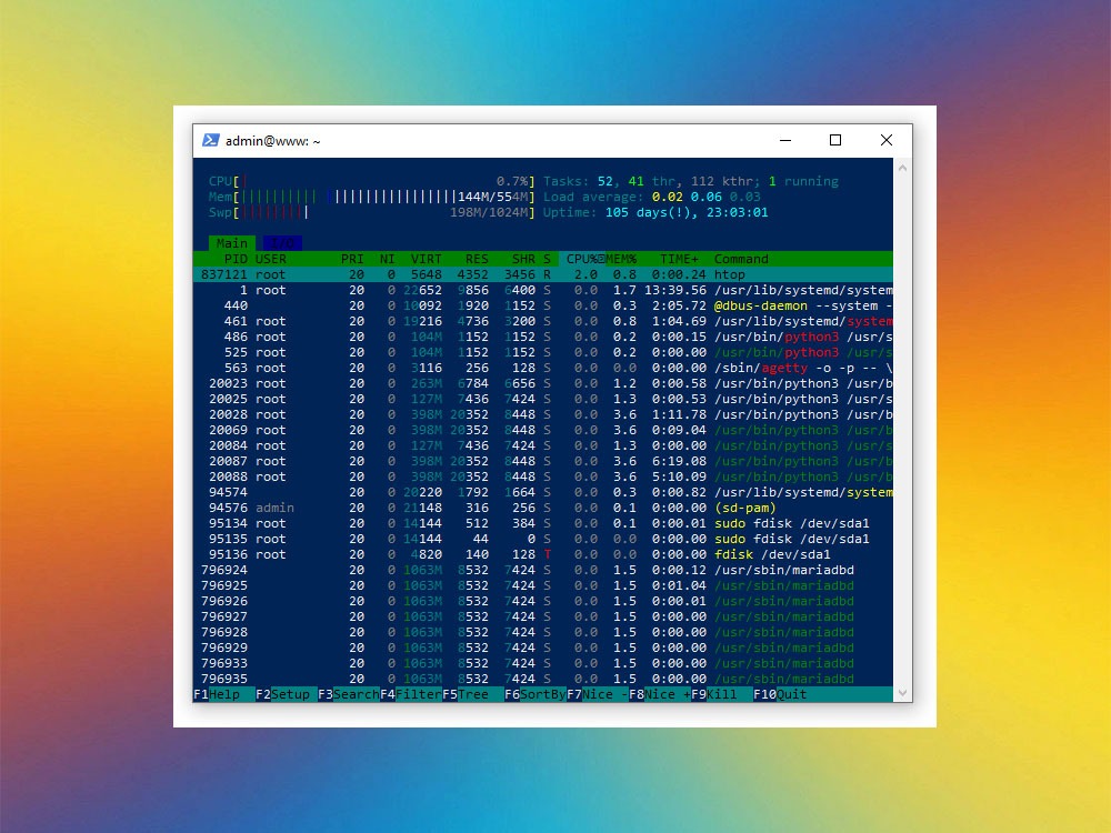 Настройка сортировки в htop