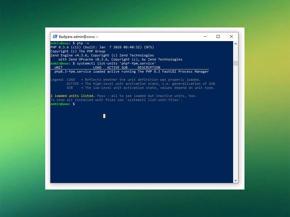 Проверка статуса службы PHP-FPM на VPS