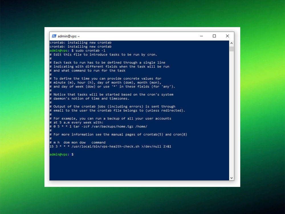 Пример задания в crontab: запуск скрипта по расписанию