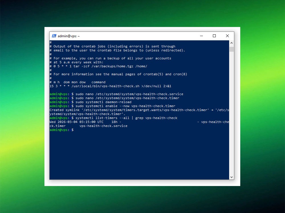 Проверка systemd timer через systemctl list-timers