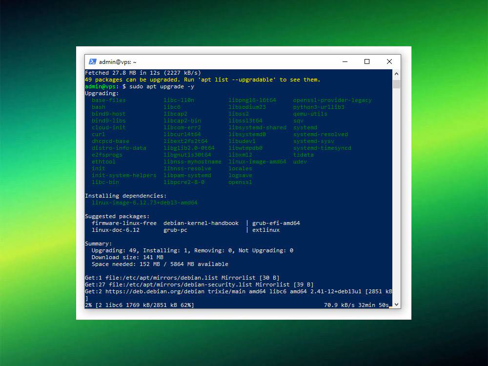 Обновление системы на VPS: apt update и apt upgrade