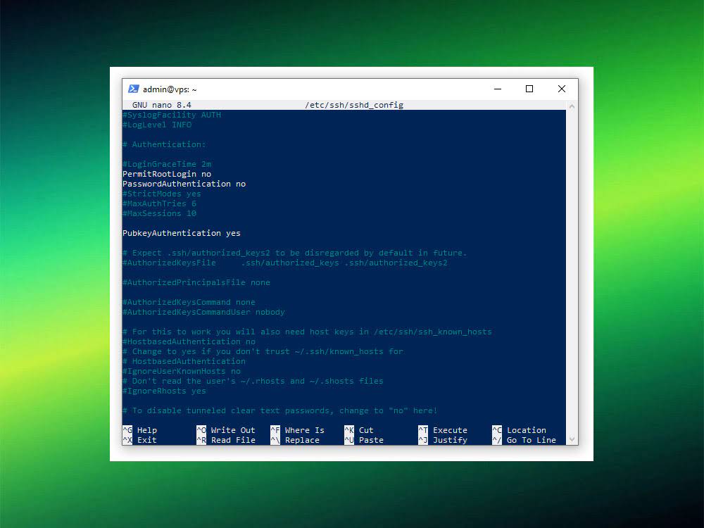Отключение входа root по SSH: PermitRootLogin no